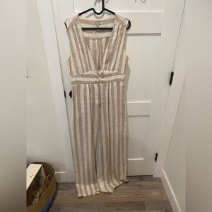 Linen Plunge Neck Jumpsuit